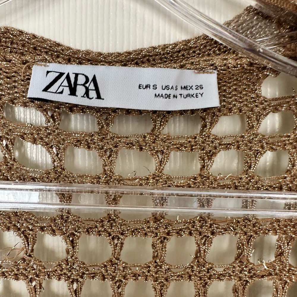 Zara Knit Long Coat/ Cardigan Metallic Thread Size S - Picture 6 of 7